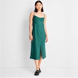 A New Day Emerald Green Satin-like Dress size L